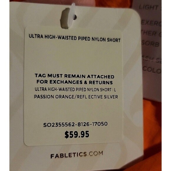 NWT FABLETICS Women's Ultra High Waisted Piped Nylon Shorts Orange | Size L - Picture 4 of 8